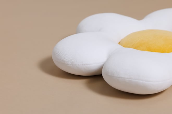 Coussin Marguerite en Velours - Moutarde