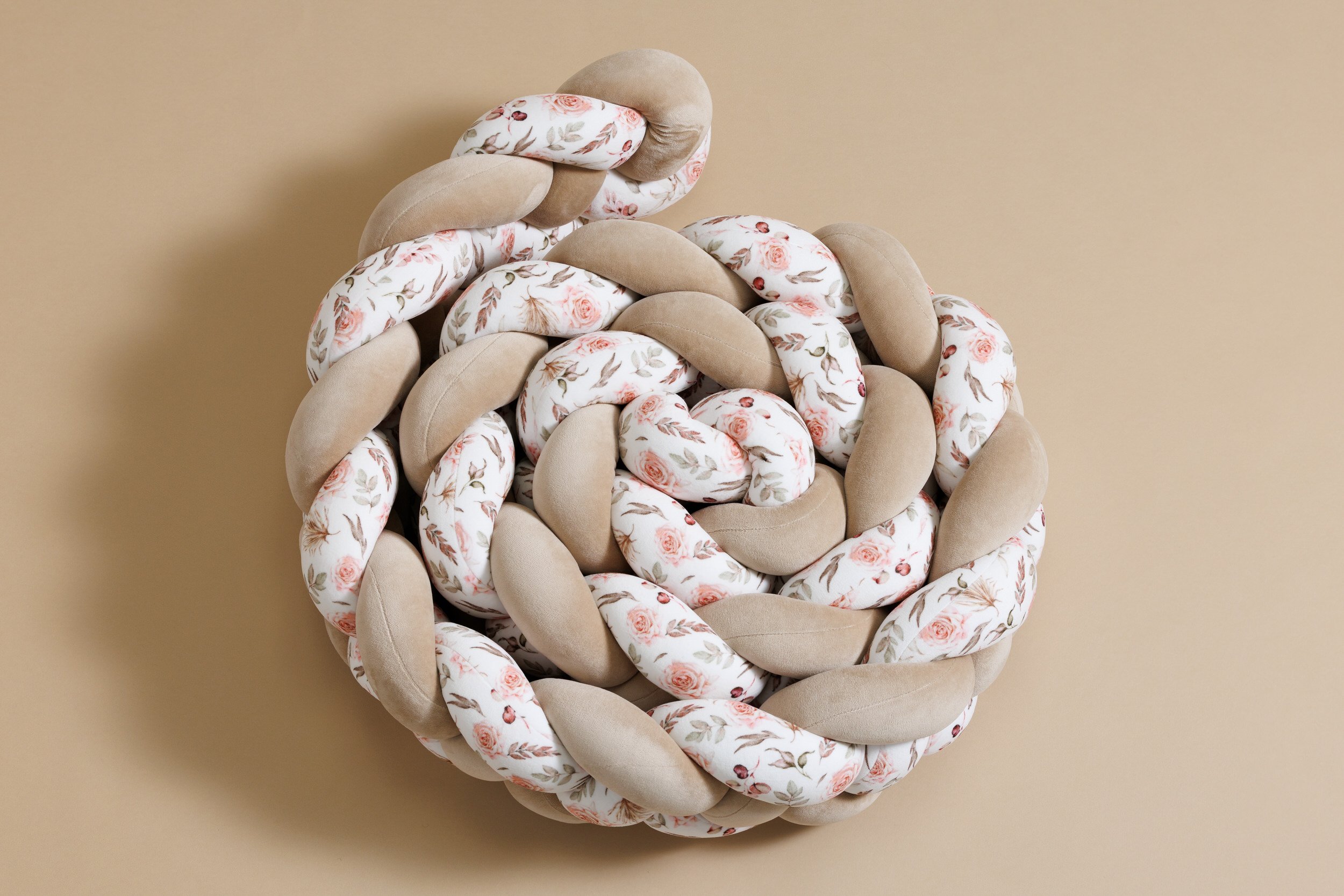Cappuccino Boho Flowers Bed Bumper - 4 Ropes Cappuccino Boho Flowers Bed Bumper - 4 Ropes