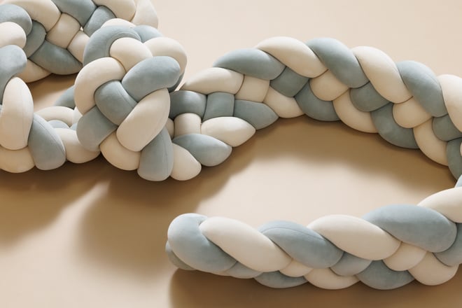 Sage Green and Almond Bed Bumper - 4 Ropes