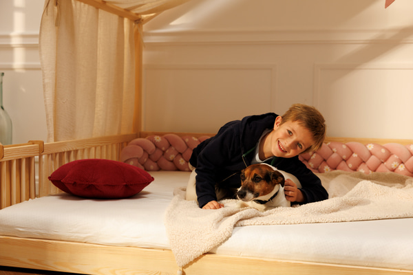 Bettschlange 4 Kordeln Gänseblümchen Puderrosa