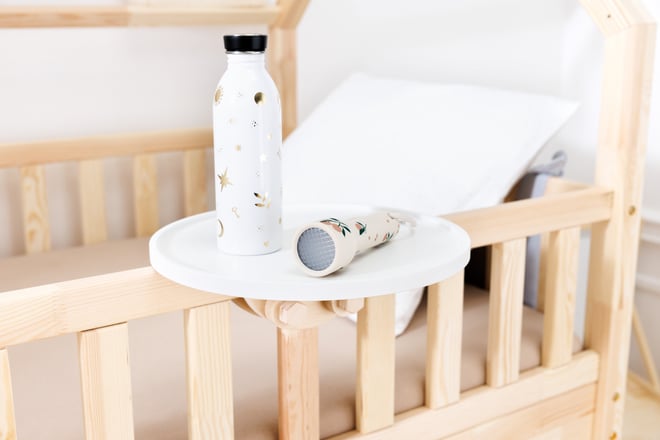 Round Wooden Bedside Table - White