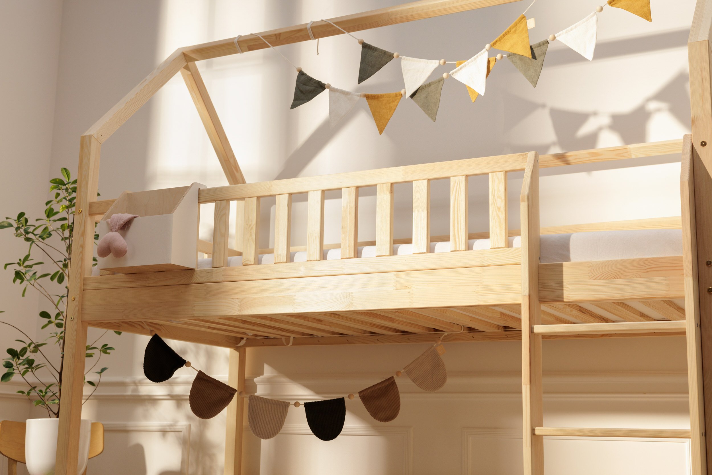 Corduroy Triangles Garland Cream and Water Green Corduroy Triangles Garland Cream and Water Green