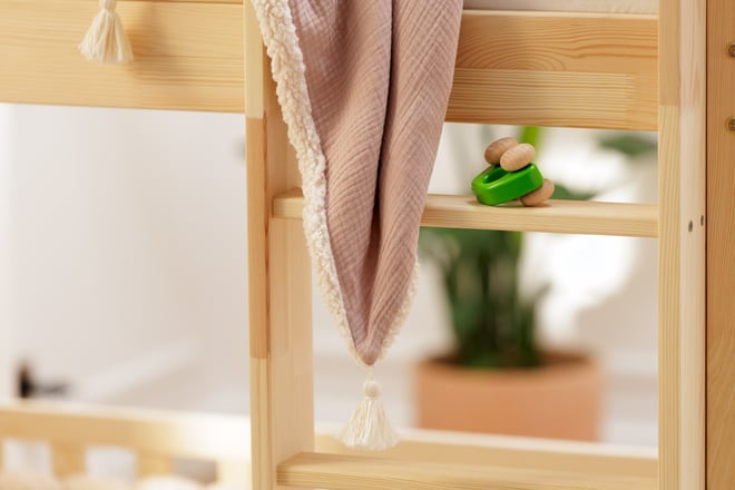 Cobertor de Musselina de Algodão e Bouclé de Dupla Face - Rosa Pó