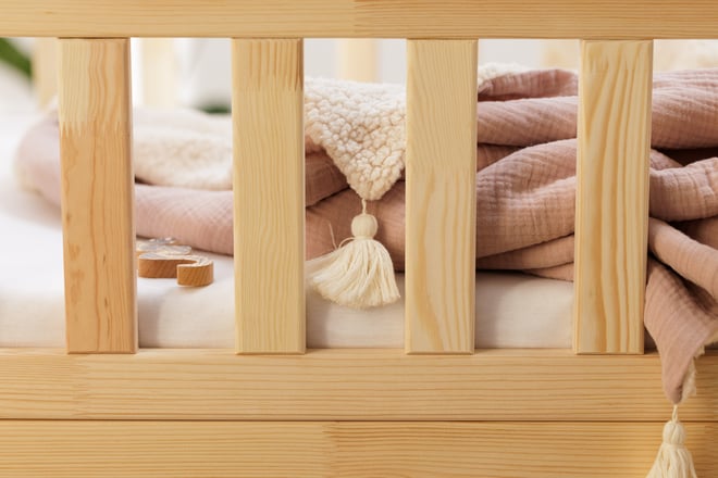 Zweiseitige Musselin-Baumwolle und Bouclé-Decke - Hellrosa