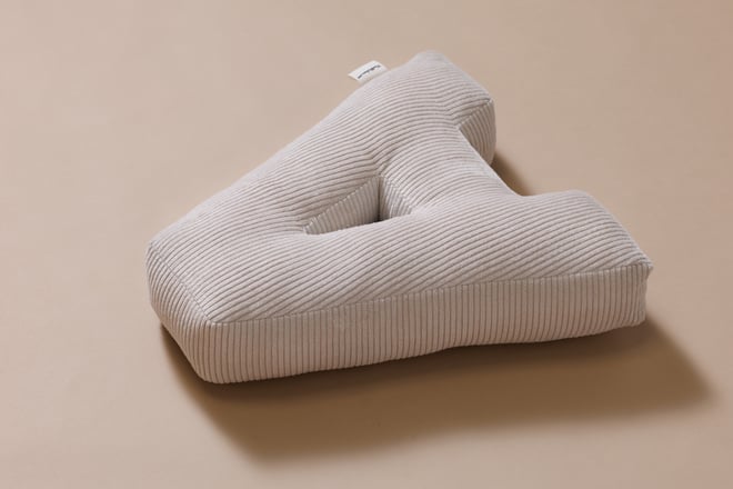 Coussin Lettre A - Velours Côtelé Écru