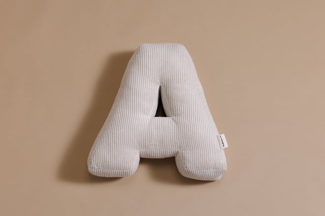 Coussin Lettre A - Velours Côtelé Écru