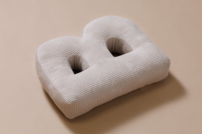 Coussin Lettre B - Velours Côtelé Écru