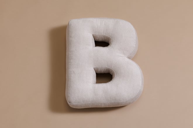 Coussin Lettre B - Velours Côtelé Écru