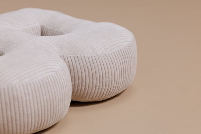 Coussin Lettre B - Velours Côtelé Écru