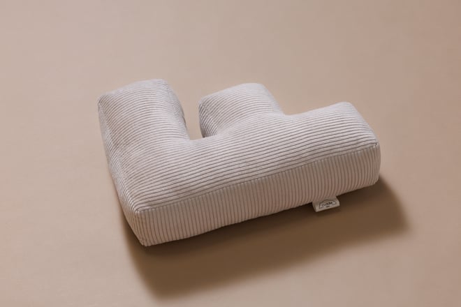 Coussin Lettre F - Velours Côtelé Écru