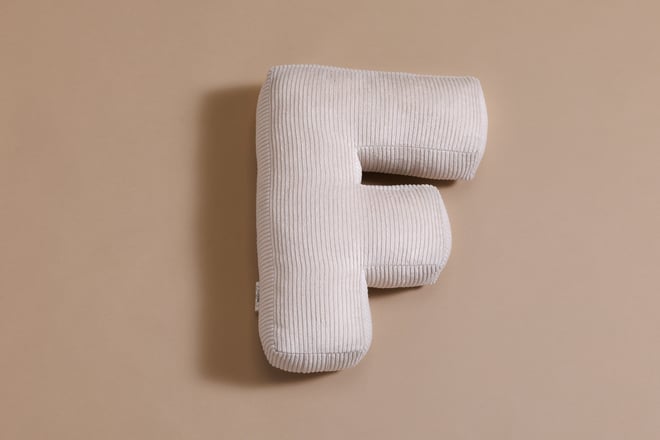 Coussin Lettre F - Velours Côtelé Écru