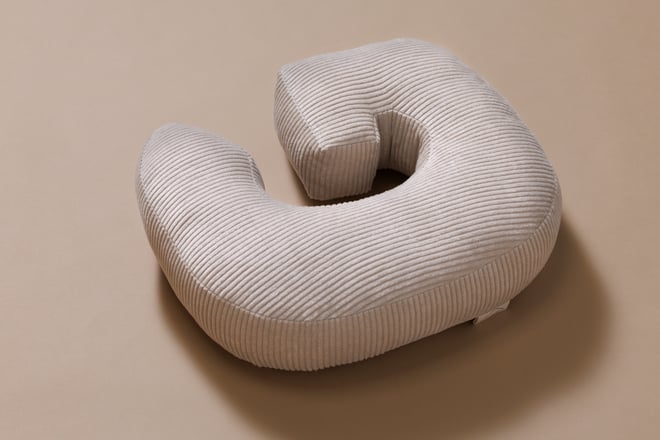 Coussin Lettre G - Velours Côtelé Écru