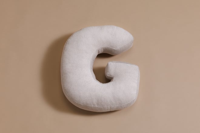 Coussin Lettre G - Velours Côtelé Écru