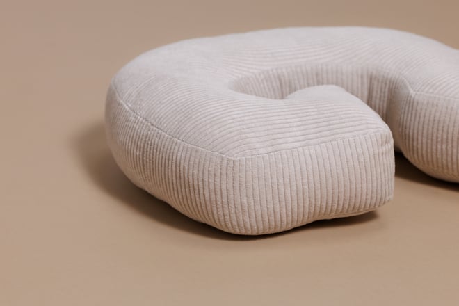 Coussin Lettre G - Velours Côtelé Écru
