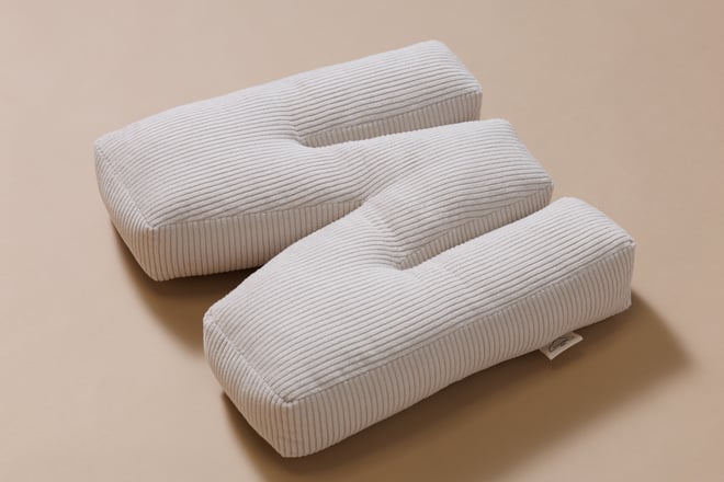 Coussin Lettre M - Velours Côtelé Écru