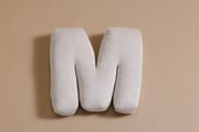 Coussin Lettre M - Velours Côtelé Écru