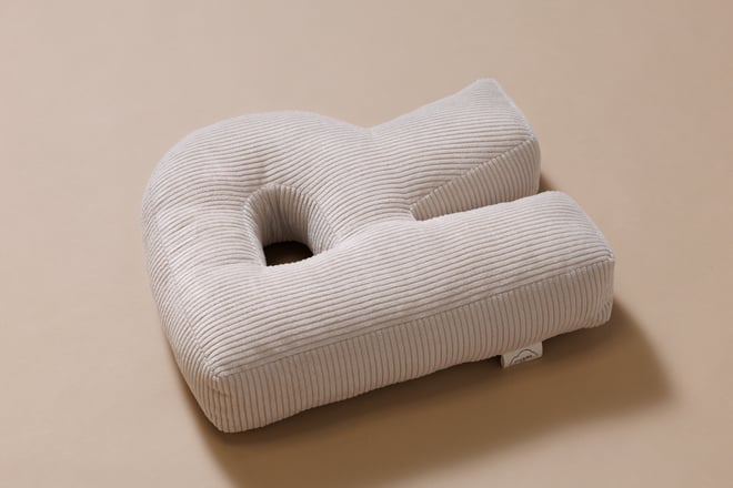 Coussin Lettre R - Velours Côtelé Écru 