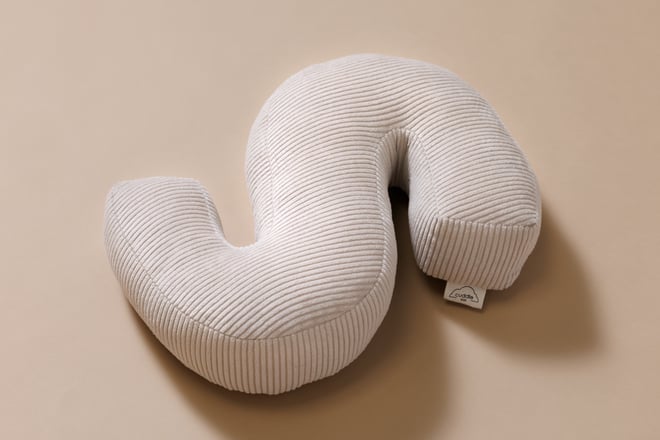 Coussin Lettre S - Velours Côtelé Écru