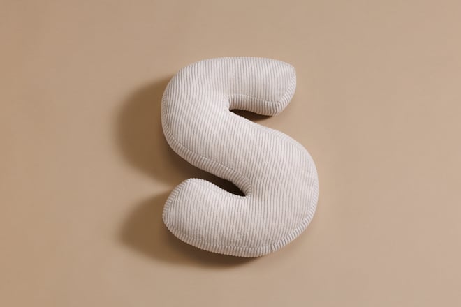 Coussin Lettre S - Velours Côtelé Écru