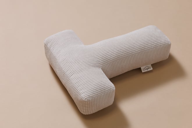 Coussin Lettre T - Velours Côtelé Écru