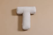 Coussin Lettre T - Velours Côtelé Écru