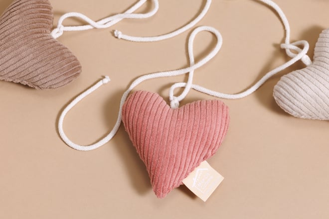 Corduroy Hearts Garland Autumn