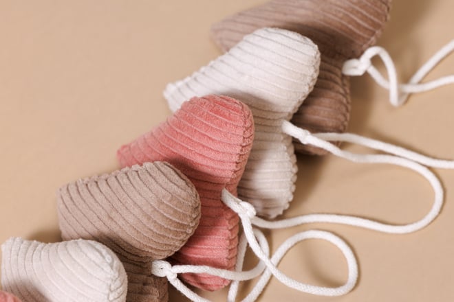 Corduroy Hearts Garland Autumn