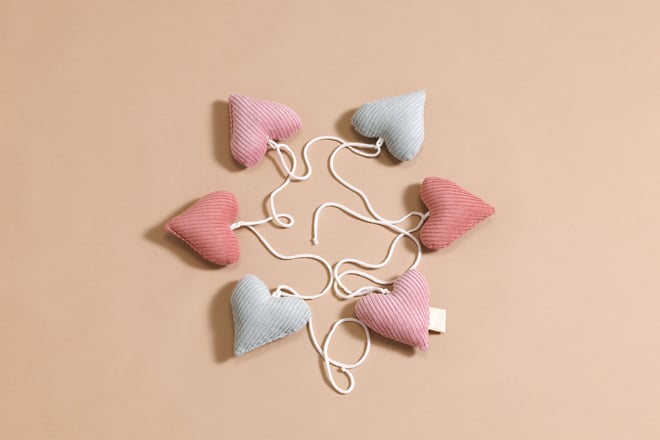 Corduroy Hearts Garland Spring