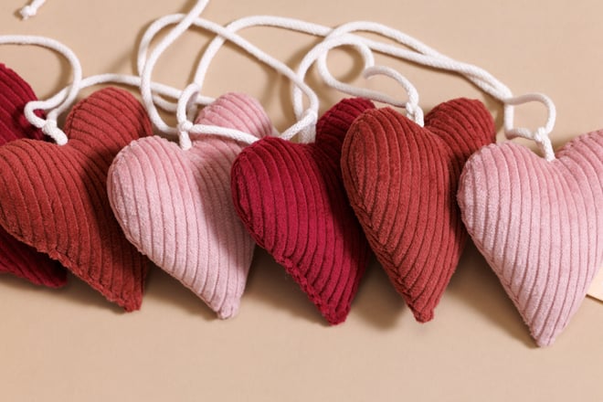 Corduroy Hearts Garland Summer