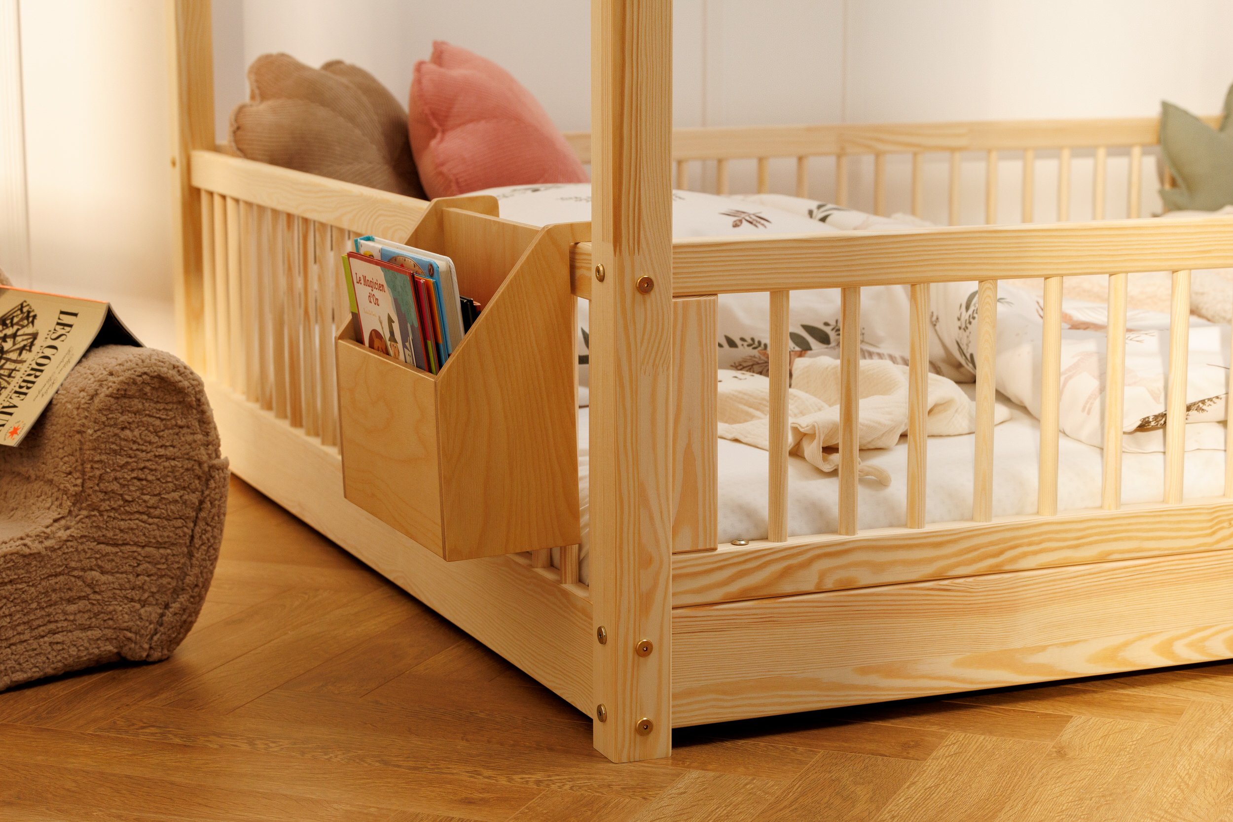 Wooden Bedside Organiser - Natural Wooden Bedside Organiser - Natural