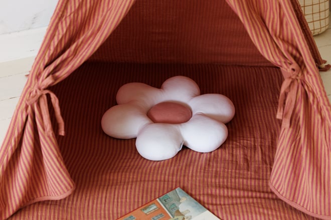Cuscino margherita in velluto - Rosa cipria