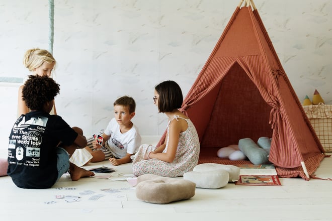Tipi aus Musselin mit Dalia Streifen