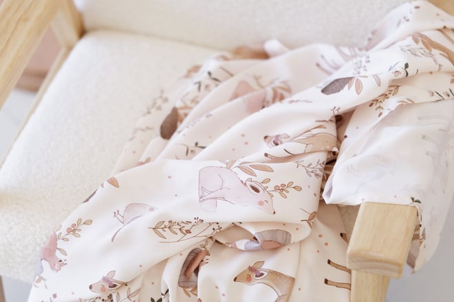 Mussola XL di bambù Forest Friends Beige