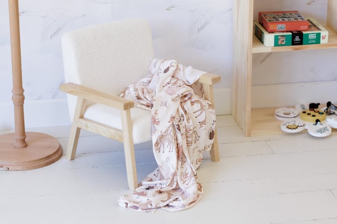 Mussola XL di bambù Forest Friends Beige