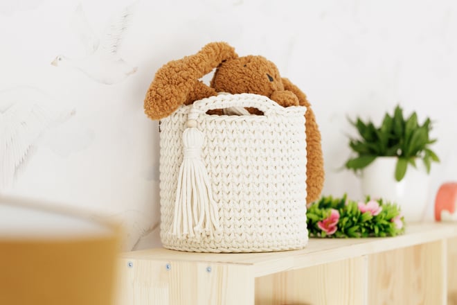 Set of 2 Crochet Toiletry Baskets - Natural