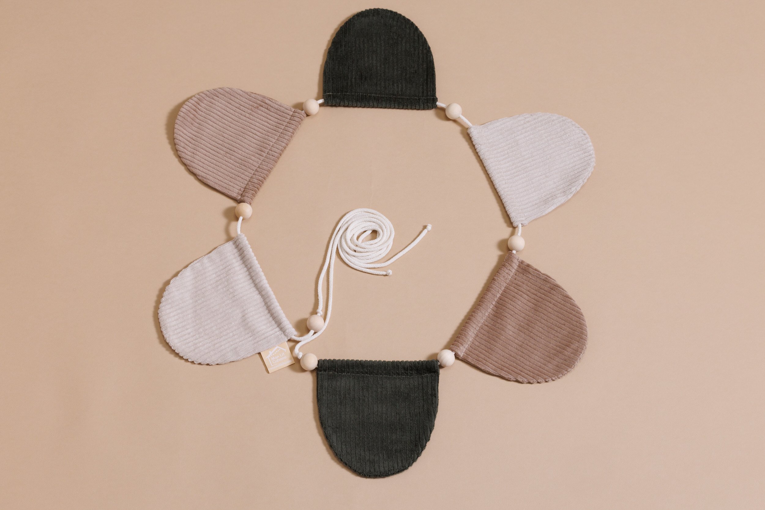 Corduroy Triangles Garland Cream and Water Green Corduroy Triangles Garland Cream and Water Green