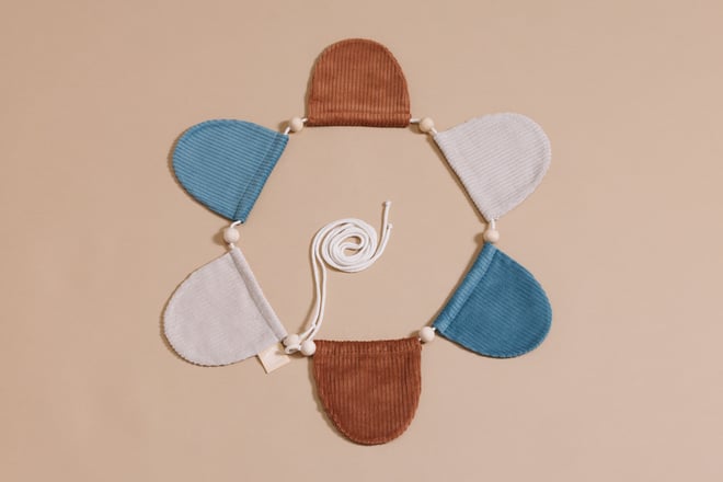 Corduroy Semi-Circles Garland Cappuccino and Bottle Green