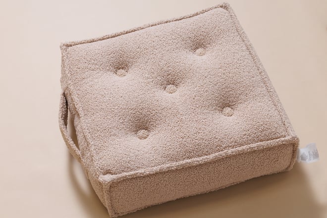 Puff Bouclé Boho Rosa Empolvado