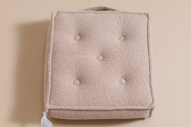Chocolate Boucle Square Pouffe