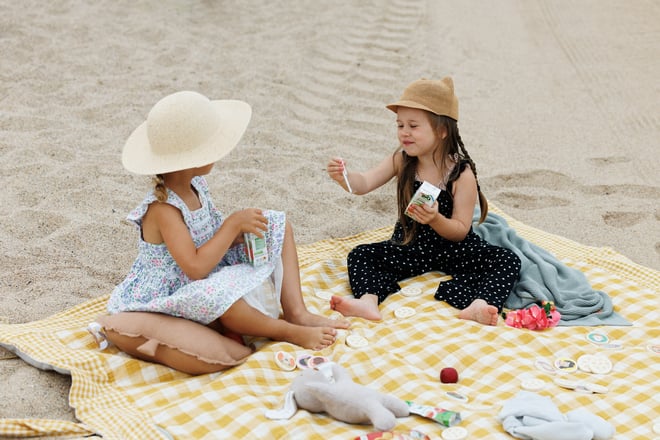 Kariertes Picknickdeckentuch aus Musselin, beidseitig verwendbar