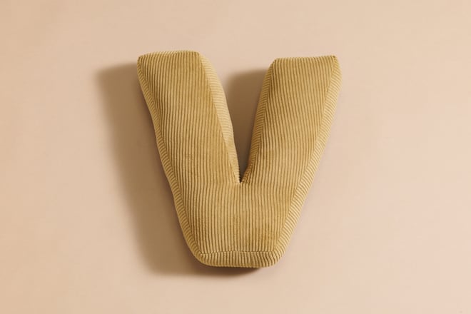 Letter Cushion V - Honey Corduroy