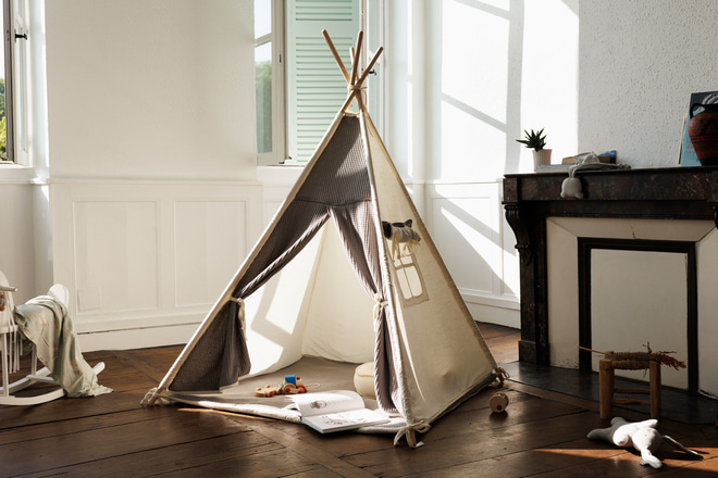 Tipi de Muselina de Rayas Beige