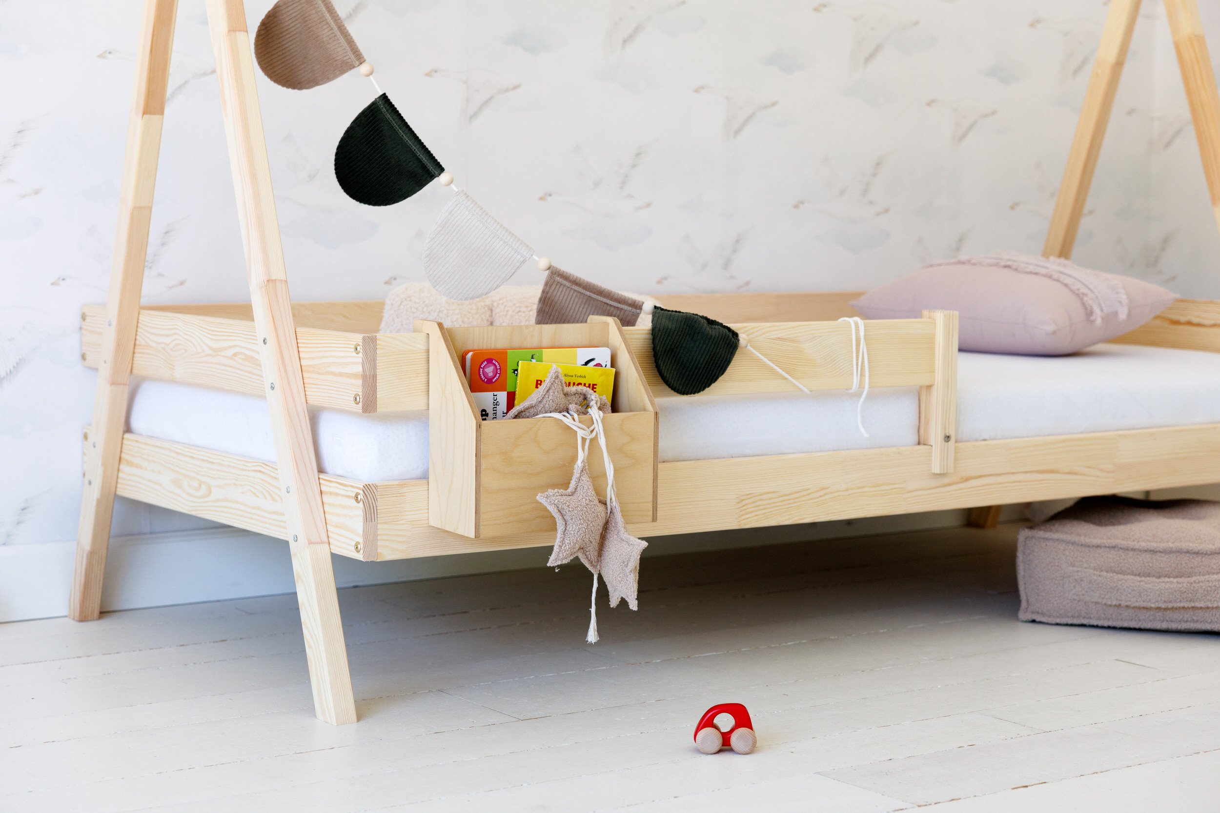 Wooden Bedside Organiser - Natural Wooden Bedside Organiser - Natural