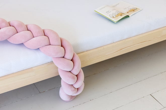 Tour de lit tressé 3 Épis - Rose Poudré