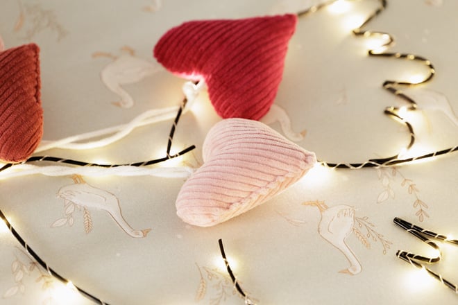 Corduroy Hearts Garland Summer