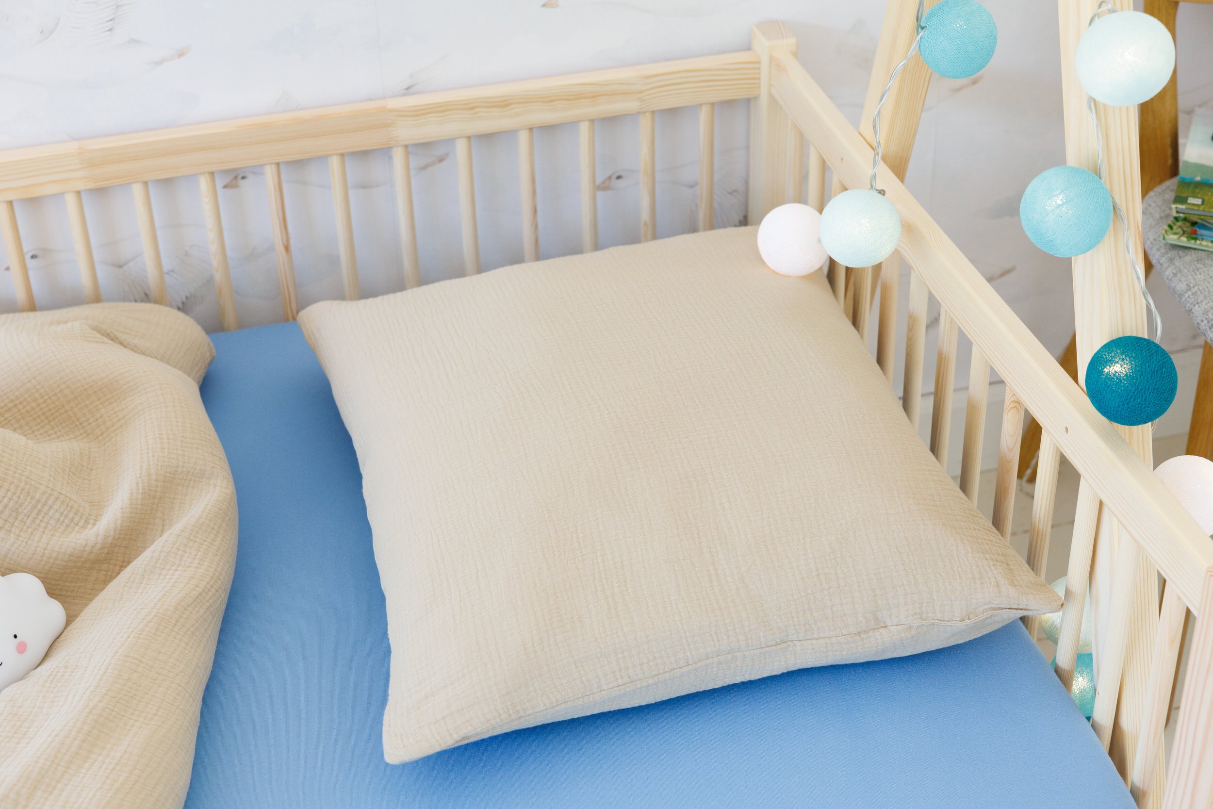 Juego de edredón y almohada de muselina de algodón 140x200 con relleno - Sandy Beige Juego de edredón y almohada de muselina de algodón 140x200 con relleno - Sandy Beige