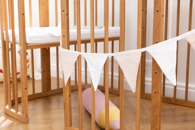Linen Triangles Garland White and Pink