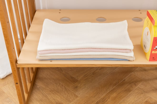 Set 2 2 Musselin-Tüchern - Beige und Blau