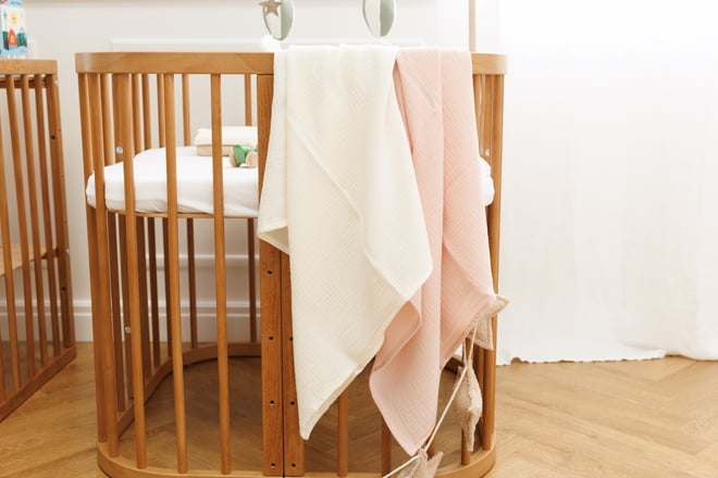 Lot de 2 Langes en Mousseline 75x75cm- Rose et Creme