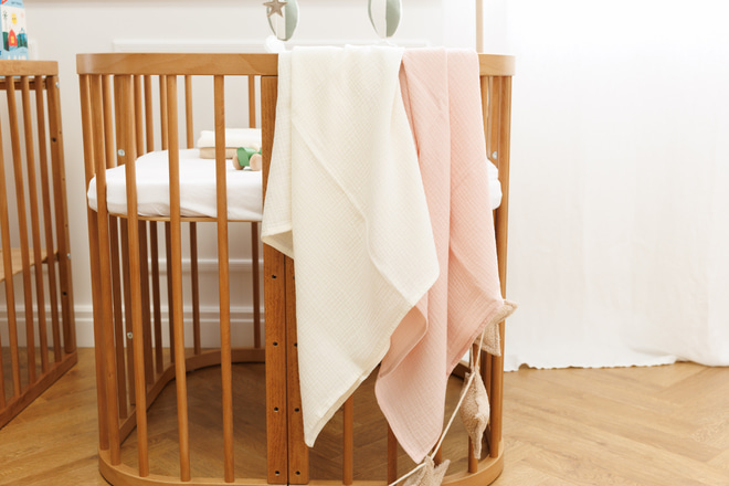 Lot de 2 Langes en Mousseline 75x75cm- Rose et Creme